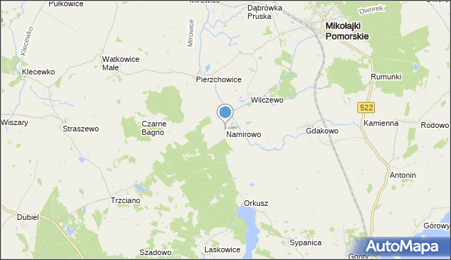 mapa Namirowo, Namirowo na mapie Targeo